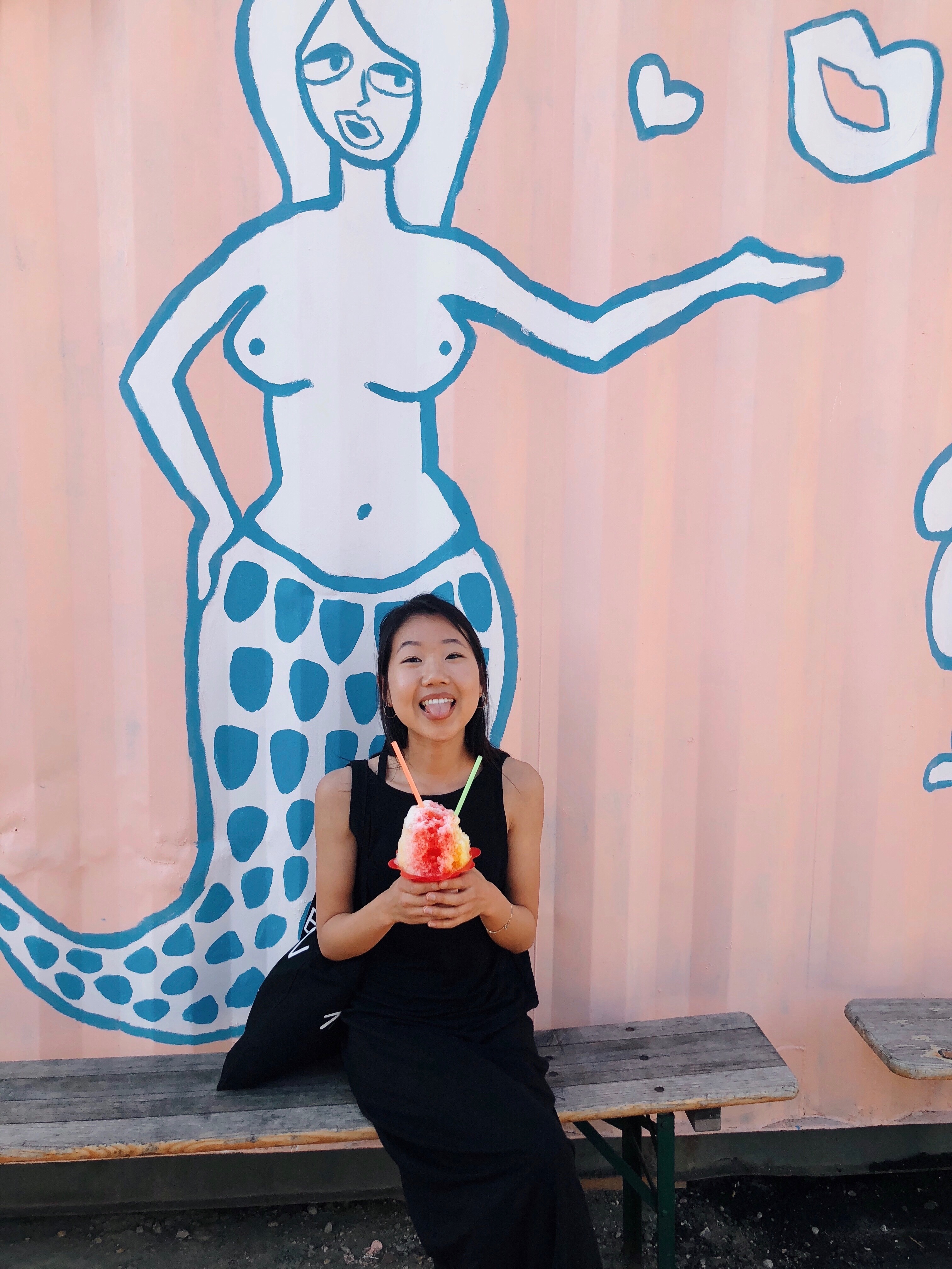 Me holding shaved ice